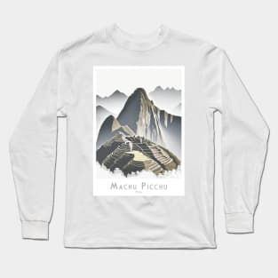 Machu Picchu Peru Minimalist Vintage Travel Poster Long Sleeve T-Shirt